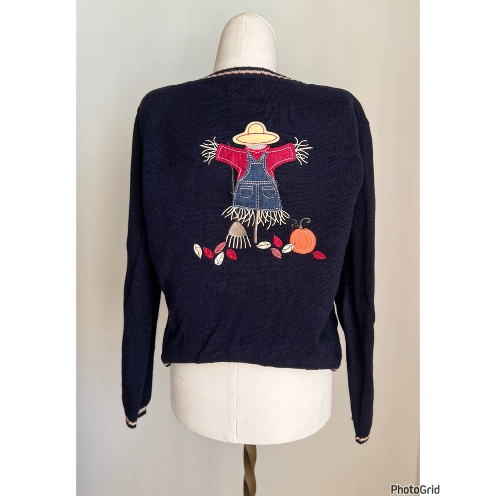 Christopher & Banks Hand Embroidered Scarecrow Sweater Fall Small - Picture 2 of 4